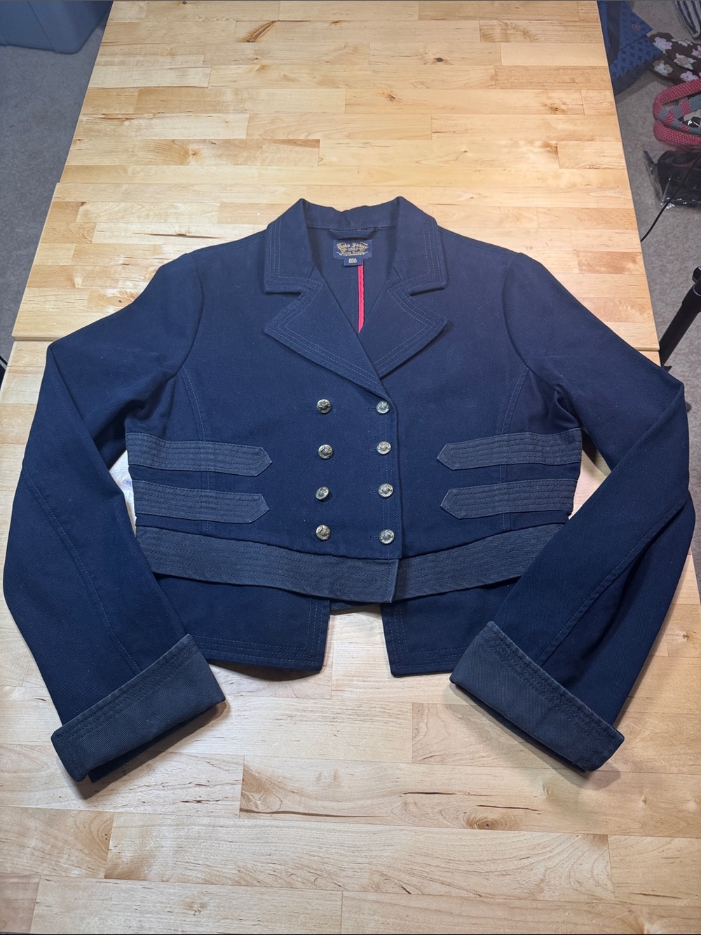 Vintage Ralph Lauren Polo Jeans 1967 Navy Military-Style Cropped Jacket